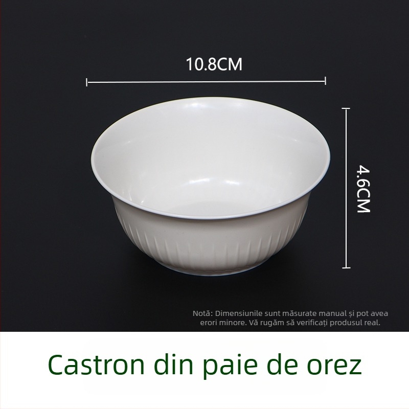 Set de veselă de unică folosință din coaja de orez, pentru exterior, biodegradabil, 10 porții