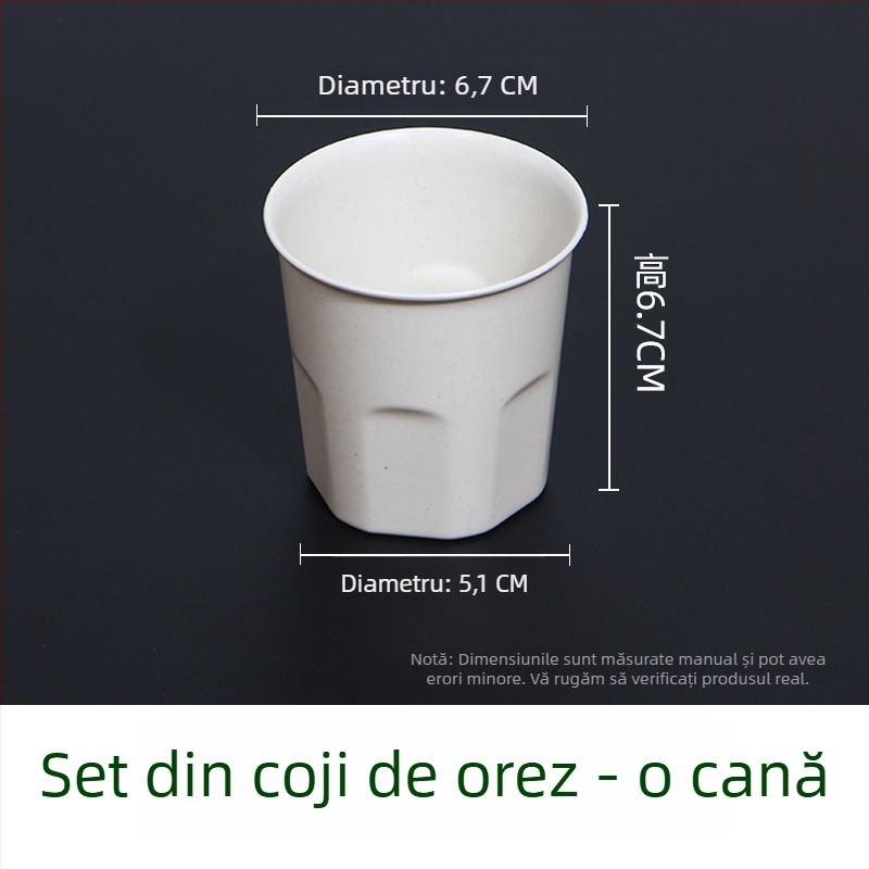 Set de veselă de unică folosință din coaja de orez, pentru exterior, biodegradabil, 10 porții