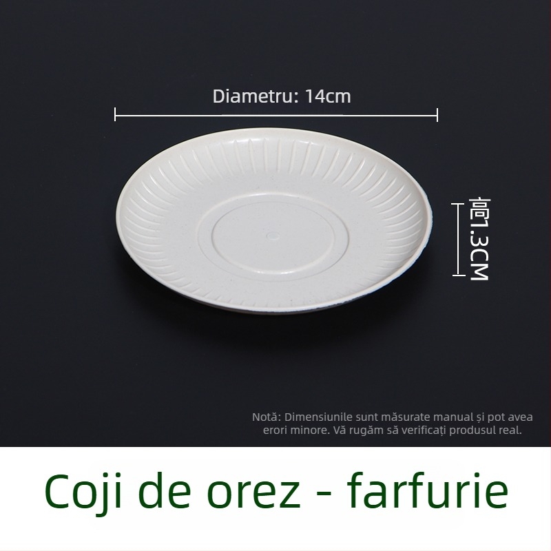 Set de veselă de unică folosință din coaja de orez, pentru exterior, biodegradabil, 10 porții