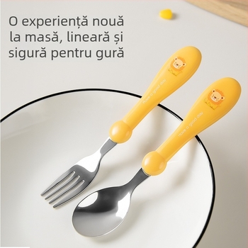Set tacâmuri pentru copii: cuțit, furculiță și lingură — oțel inoxidabil 304 — învățare să mănânce — stil creativ