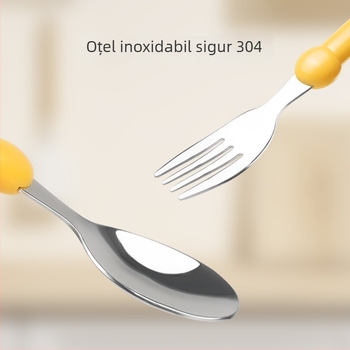 Set tacâmuri pentru copii: cuțit, furculiță și lingură — oțel inoxidabil 304 — învățare să mănânce — stil creativ