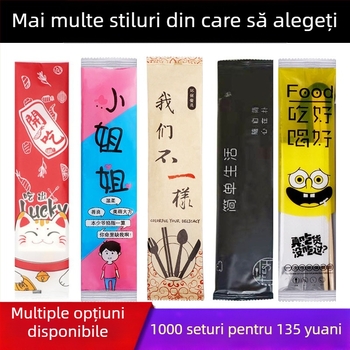 DSZ Set bețișoare din bambus, unică folosință, biodegradabile, imprimare logo disponibilă, 1000 buc.