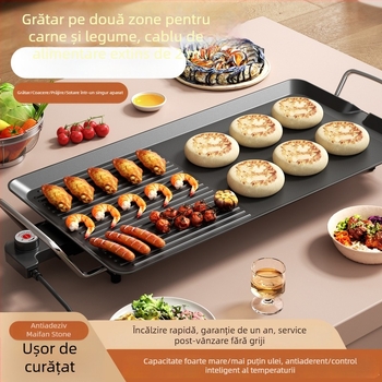 Grill electric multifuncțional în stil coreean, cu tigaie integrată pentru prăjit și grătar