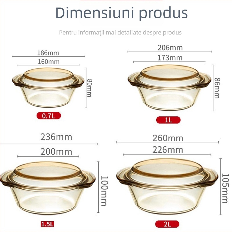 Bol de supă cu capac din sticlă borosilicat de înaltă rezistență • Spini • compatibil cu microunde • personalizabil
