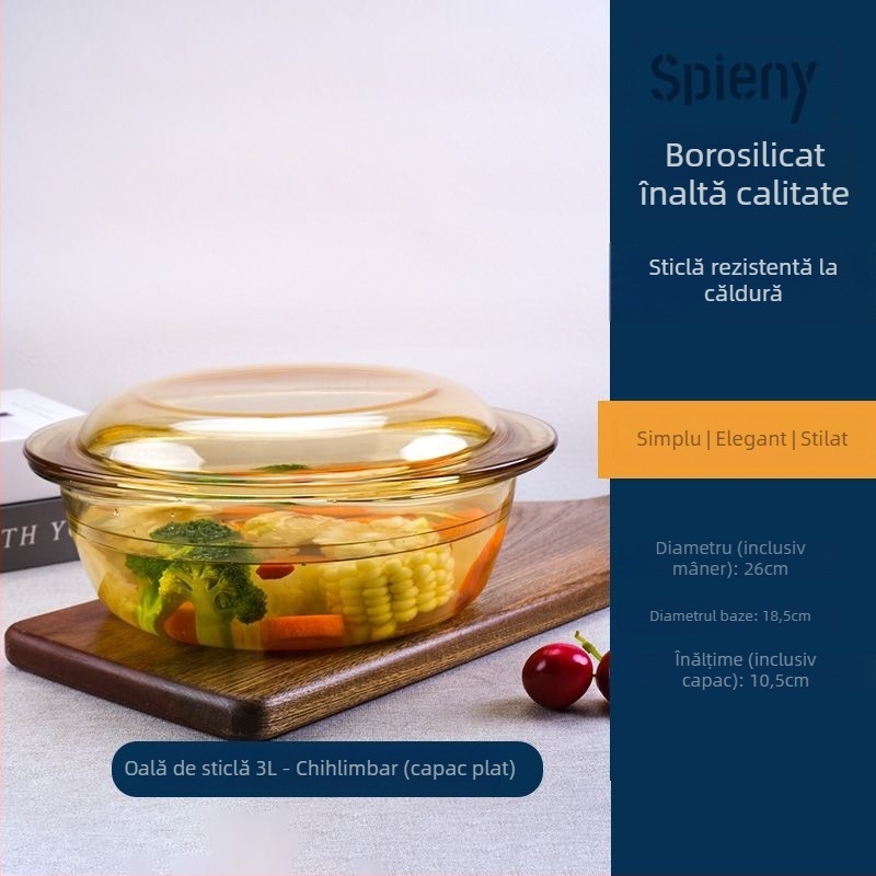 Bol de supă cu capac din sticlă borosilicat de înaltă rezistență • Spini • compatibil cu microunde • personalizabil