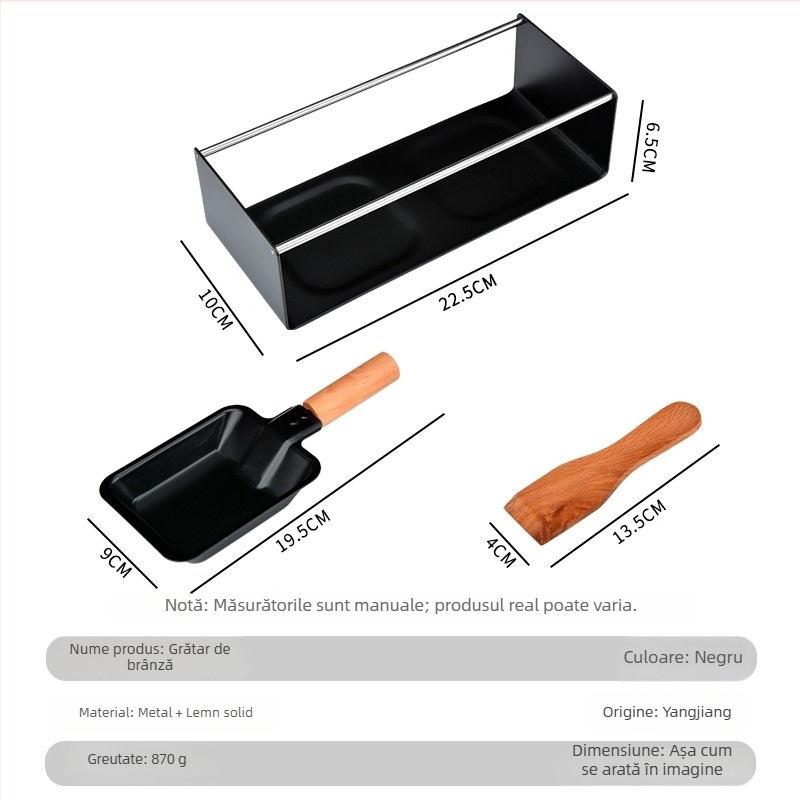 Set cuptor de brânză – Tigaie pentru omletă cu mâner din lemn, metal+lemn, formă pătrată, detașabilă, ușor de curățat (Brand: Dawn; Material: metal+lemn; Formă: pătrată)