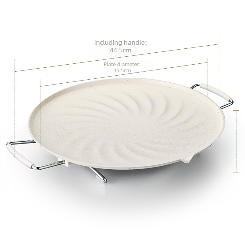 Tigaie grill electric rotundă, Andong, oțel inoxidabil, multifuncțională, portabilă, antiaderentă, greutate 200 g