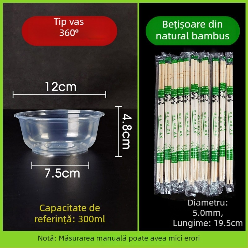 Vas de unică folosință cu bețișoare – plastic, rotund, transparent; 50 buc./pachet, 600 buc./carton