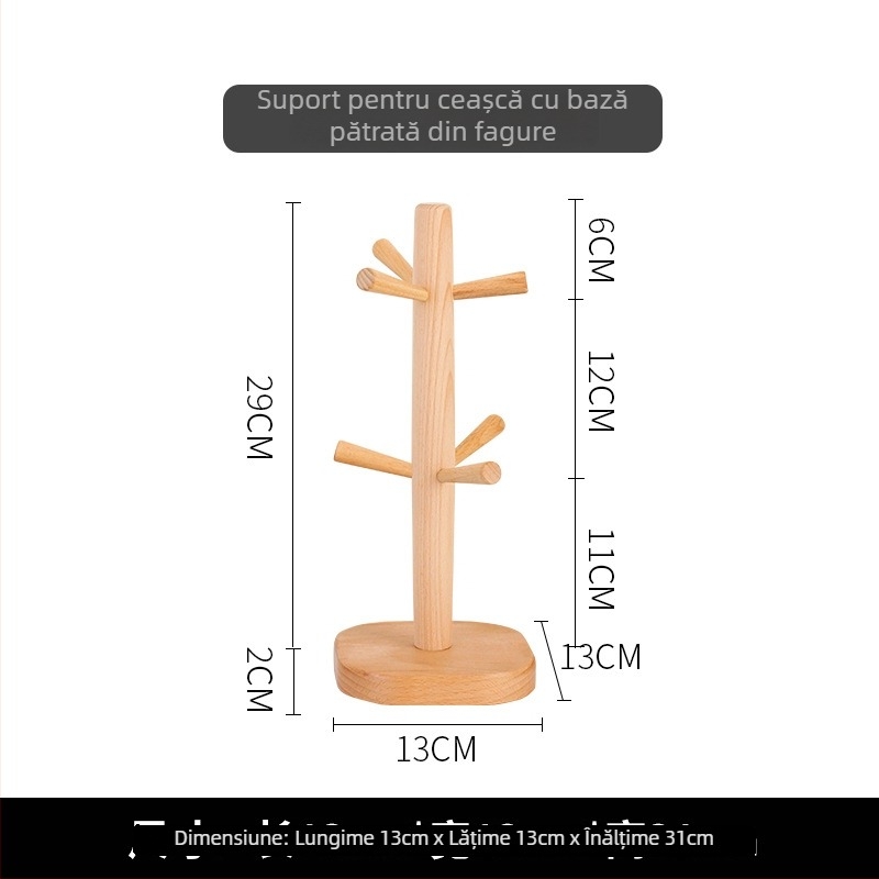 Suport pentru căni — fag, fără găuri, 0,45 kg, stil minimalist modern