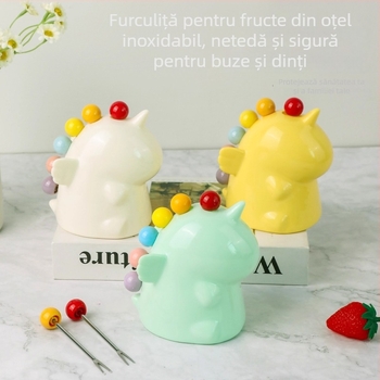Furculiță pentru fructe pentru copii, din oțel inoxidabil, model desen animat, stil modern minimalist, calitate premium