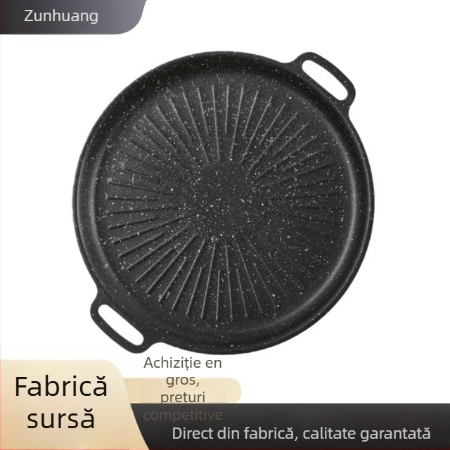 Placă de grătar din fier, rotundă, turnare sub presiune, stil coreean, neacoperită