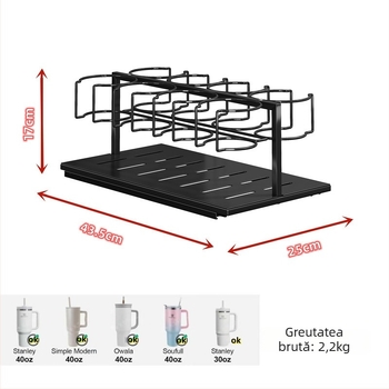 Suport pentru pahare Mikaiqin cu șine glisante retractabile – oțel carbon, multifuncțional, 1 nivel, bucătărie, birou și baie