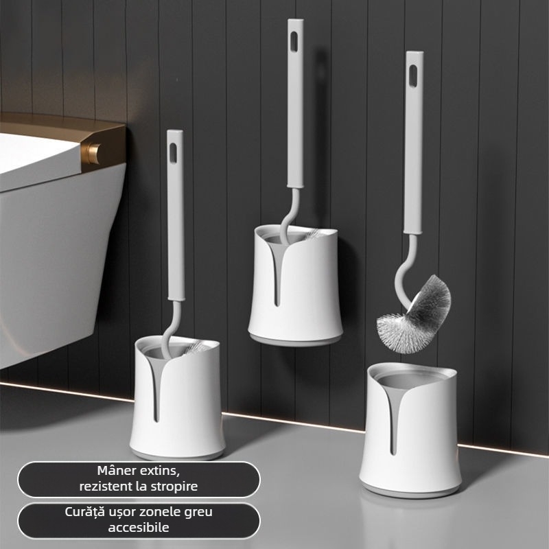 Set perie de toaletă cu peri moi și bază de montare pe perete • Material: plastic • Lansare primăvara 2020