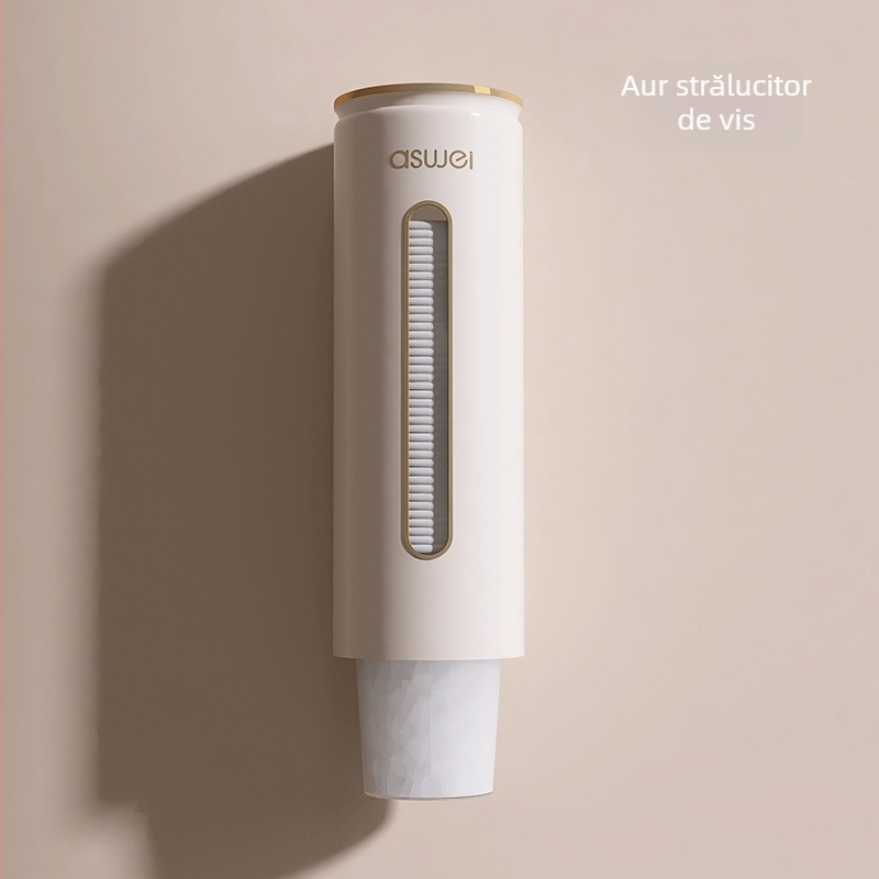 Raft pentru pahare montat pe perete (Plastic; montaj cu ventuză; anti-praf; fără găuri; 1 etaj)