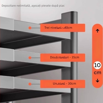 Raft de depozitare pentru cuptor cu microunde din oțel-carbon, retractabil, cu două etaje, model 65020