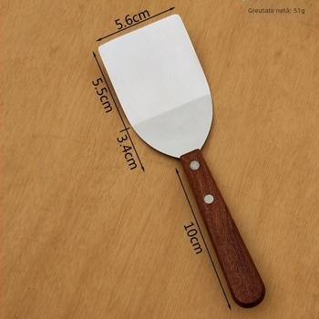 Spatulă din oțel inoxidabil cu mâner din lemn — realizare manuală, posibilitate de personalizare — design modern minimalist