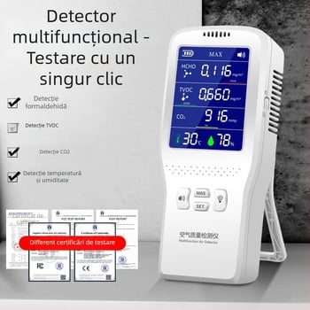 Detector portabil de calitate a aerului cu infraroșu CO2 pentru formaldehidă și dioxid de carbon, cu higrometru pentru temperatura interioară, model 090, interval 0-9.999, precizie 0,001