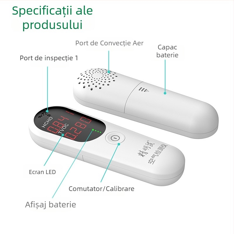 Detector de formaldehidă JMS-11 pentru uz casnic — detectare formaldehidă în interior, interval 2.888㎡, precizie 0.001, dimensiuni 133×43×24mm