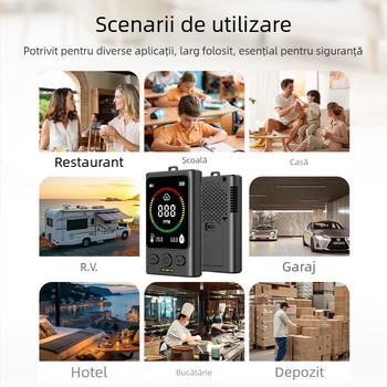 GC300 Detector portabil de monoxid de carbon – CO, temperatură și umiditate, interval 1–999 ppm, precizie ±(50ppm+5% din citire), reîncărcabil 5V1A