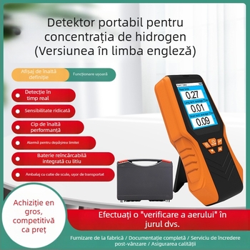 Detector portabil pentru concentrația de radon DM68R — citire în timp real, medii pe termen scurt și lung, interval de măsurare 0–270 pCi/L, precizie 0.01 pCi/L, alimentare USB
