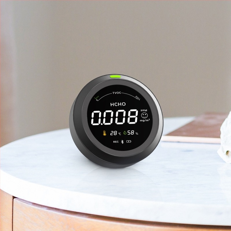 Detector portabil de calitate a aerului, model PTH-1 de la Test Xiaofei, interval temperatură -10 la 40 °C, acuratețe 0.001 mg/m³, alimentat cu baterie