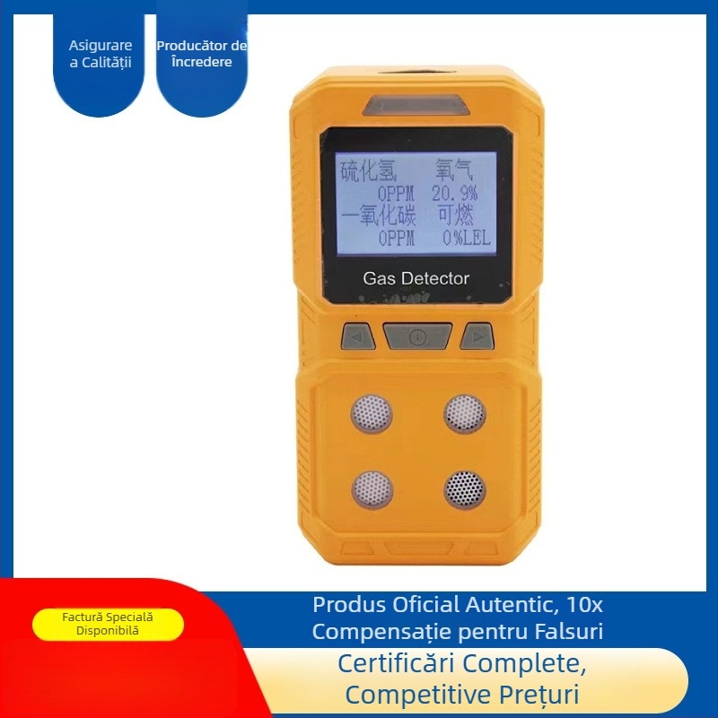 841 Detector de gaze portabil 4 în 1 cu alarmă pentru O2, H2S, CO și gaze inflamabile; interval de măsurare 0-100% LEL; timp de răspuns <30 s; încărcare USB; 3.7 V