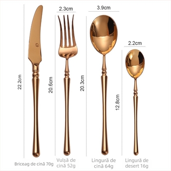 Set tacâmuri din oțel inoxidabil, lucrat manual, potrivit pentru toate vârstele, stil simplu