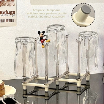 Suport de pahare reglabil din plastic, cu drenaj în sus pentru pahare din sticlă