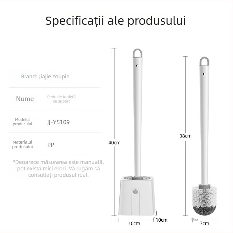 Perie de toaletă montată pe perete, cu două peri pentru curățarea spațiilor dintre crăpături, fără unghiuri moarte, din plastic, 500 g