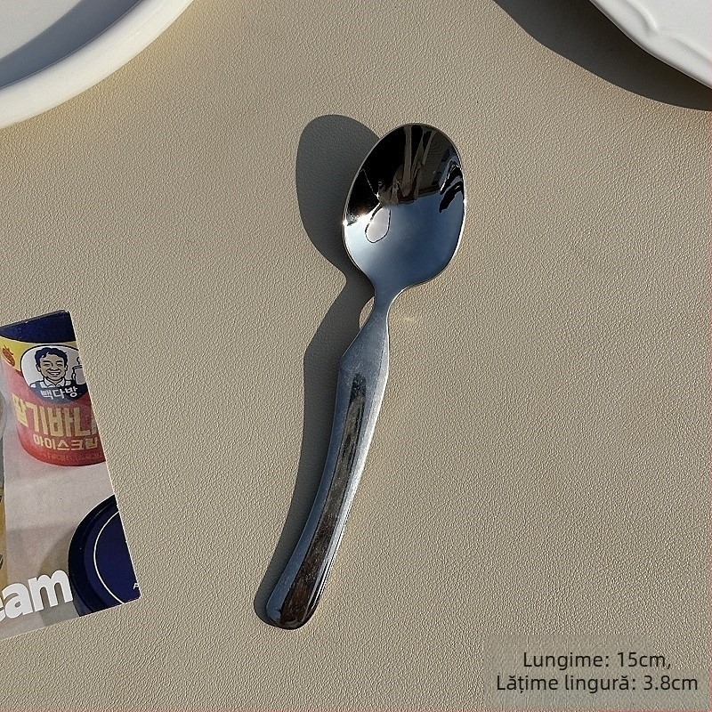 Set cu furculiță și lingură din oțel inoxidabil 304, clasă alimentară, stil modern minimalist, potrivit pentru iaurt, înghețată și deserturi