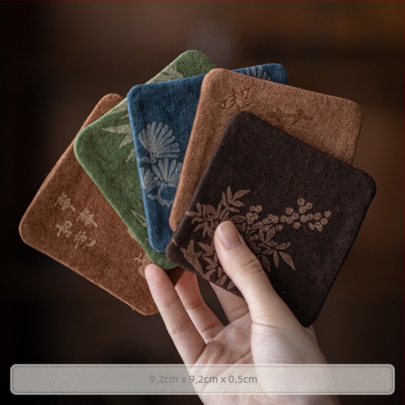 Suport pentru cești din țesătură, stil chinezesc pentru ceremonii de ceai, cu logo imprimat, ambalat într-o cutie de carton, greutate 0,05 kg