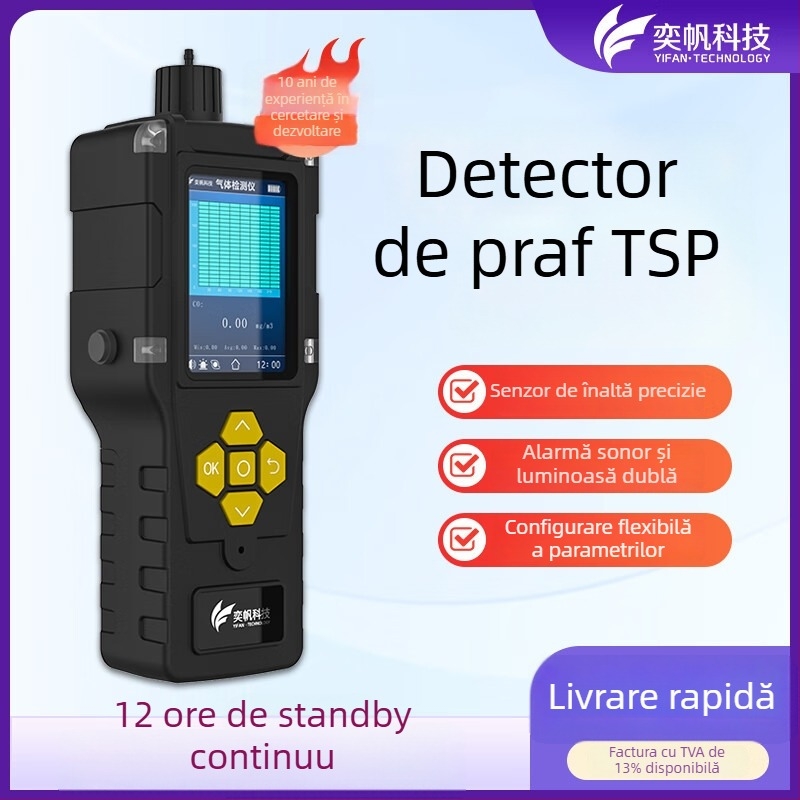 Detector portabil de praf pentru evacuare în atelier, detector TSP și alarmă VOC