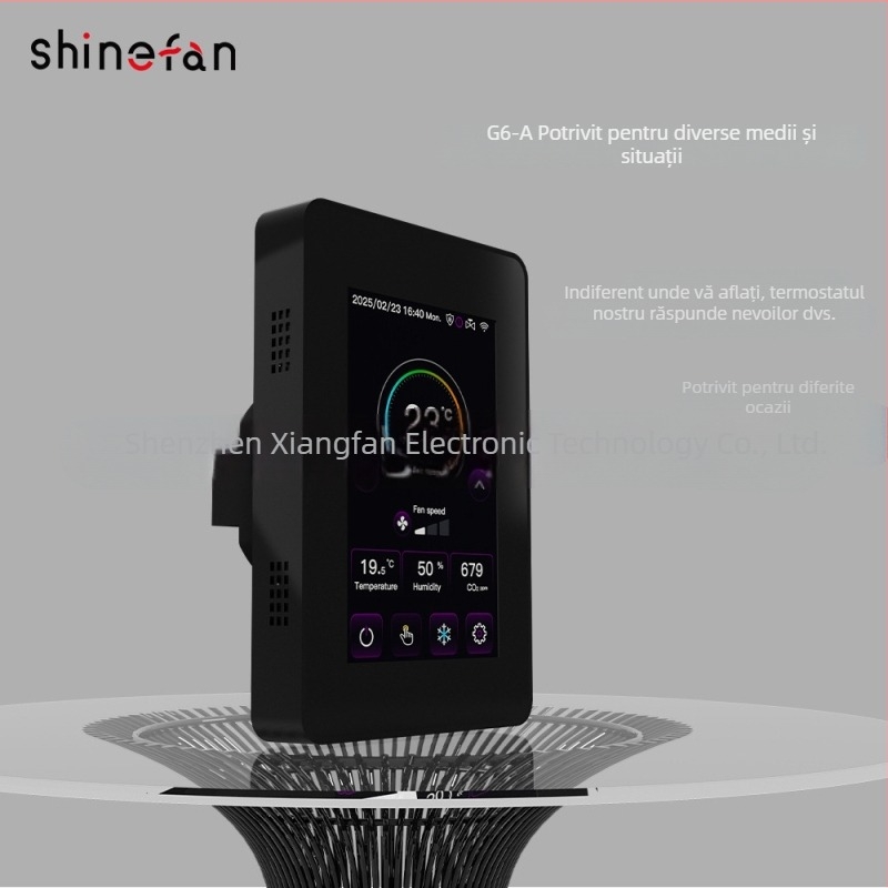 Controler pentru încălzire în pardoseală și unitate fan coil cu detecție CO2, trei moduri, ecran tactil Wi‑Fi (opțional) și Tuya App