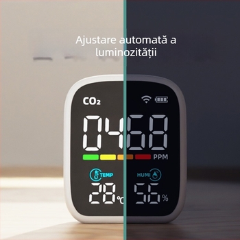 Detector CO2 cu infraroșu, temperatură și umiditate, interval 400-5000 ppm, precizie 1 ppm, rezoluție 1 ppm, alimentare 3.7V, model Pv28aw