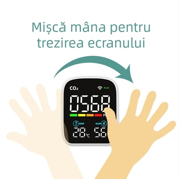 Detector CO2 cu infraroșu, temperatură și umiditate, interval 400-5000 ppm, precizie 1 ppm, rezoluție 1 ppm, alimentare 3.7V, model Pv28aw