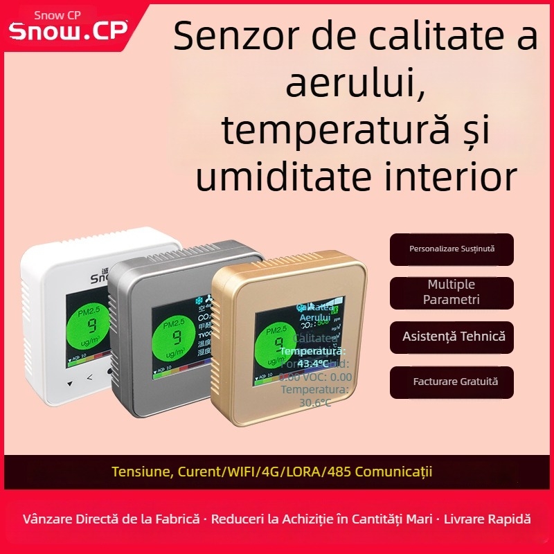 Transmiter detector de gaze cu afișaj LCD intern pentru calitatea aerului, temperatura și umiditatea