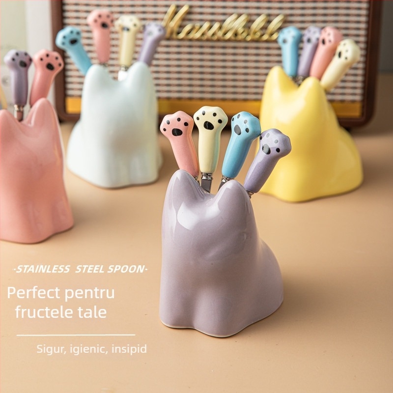 Set de furculițe pentru fructe, din ceramică, stil proaspăt și drăguț, pentru adulți