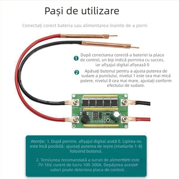 Kit portabil pentru sudură spot cu placă de control și stilou integrat, pentru baterii Li-ion 18650, 12V
