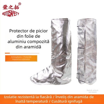 Protecție pentru picior din folie de aluminiu pentru temperaturi înalte, ignifugă, rezistentă la foc, protecție împotriva stropilor metalici în turnătorie, acoperire extinsă pentru picior