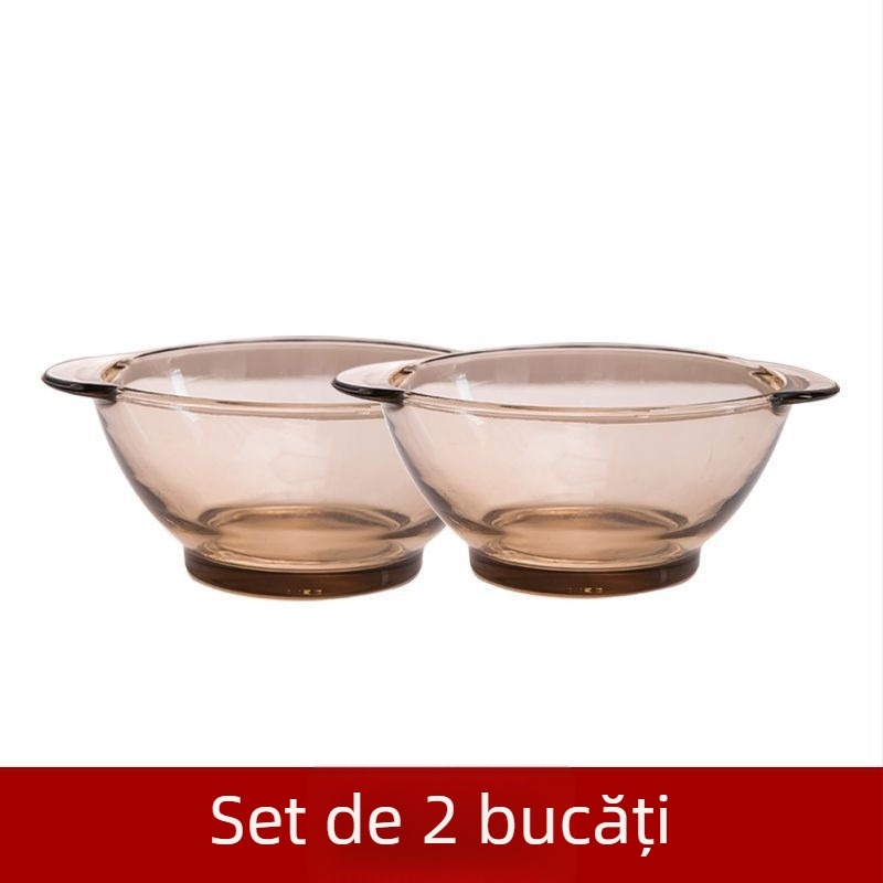 Set de boluri din sticlă fără plumb, cu capace – boluri rezistente la căldură pentru orez, terci, supă, salată, ou fiert la abur, legume și fructe