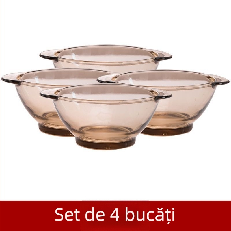 Set de boluri din sticlă fără plumb, cu capace – boluri rezistente la căldură pentru orez, terci, supă, salată, ou fiert la abur, legume și fructe