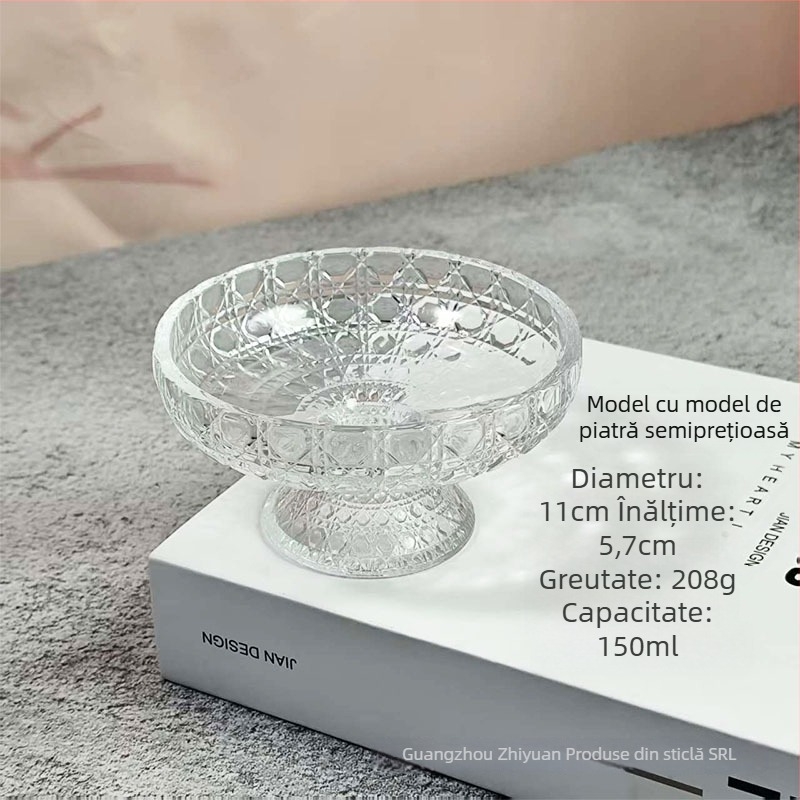 Farfurie pentru fructe din sticlă – stil nordic, design simplu; Material: sticlă; Categorie: farfurie pentru fructe; Stil: nordic; Tip stil: simplu.