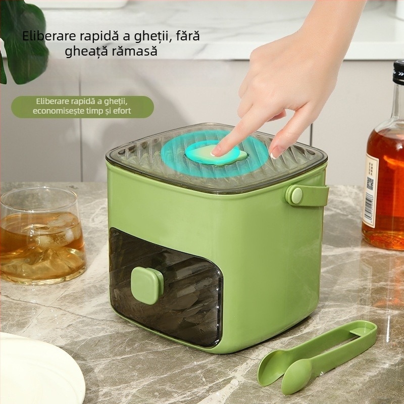 Formă pentru cuburi de gheață, din material alimentar, capacitate mare, pentru uz casnic, tavă de gheață cu mecanism de presare