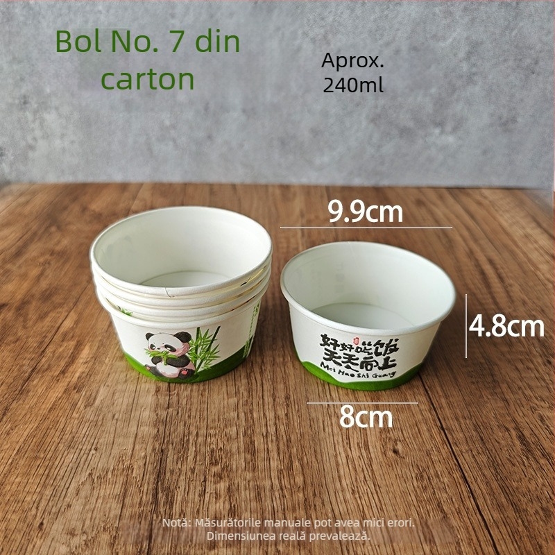 Bol rotund de hârtie, Nr. 7, de unică folosință, pentru înghețată, deserturi și sosuri pentru înmuiere