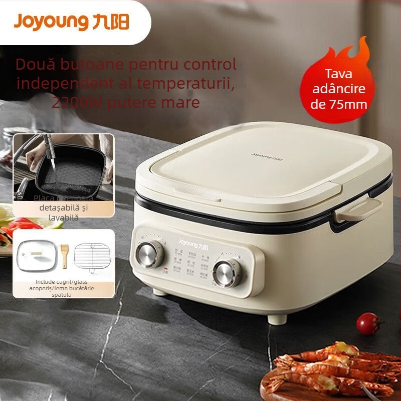 Tigaie electrică pentru clătite JK28-GK571, încălzire dublă, 1000W+, 220V 50Hz, detașabilă și lavabilă