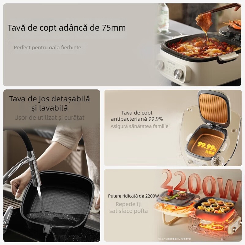 Tigaie electrică pentru clătite JK28-GK571, încălzire dublă, 1000W+, 220V 50Hz, detașabilă și lavabilă