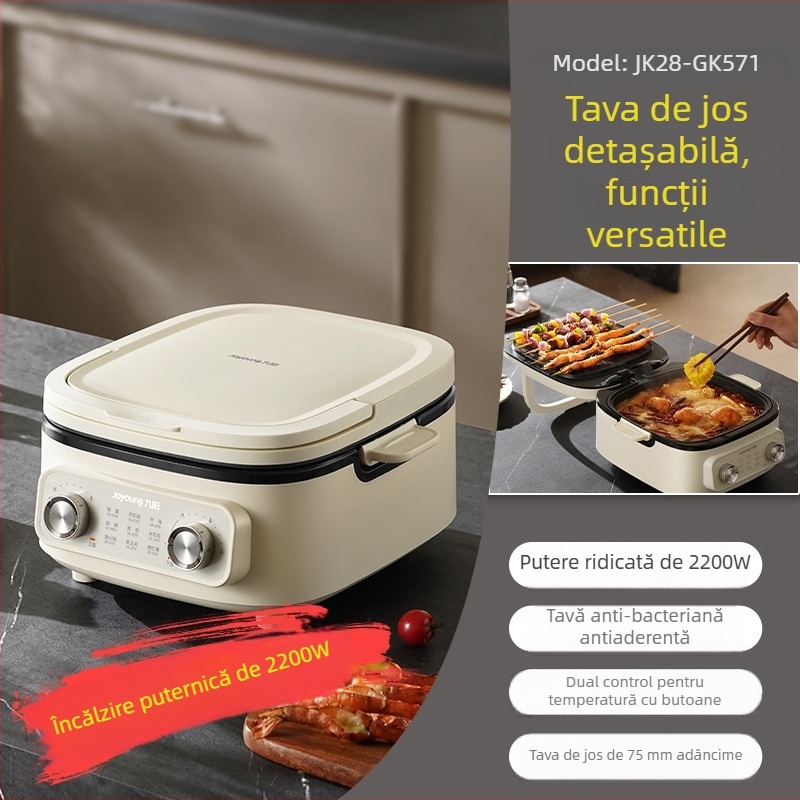 Tigaie electrică pentru clătite JK28-GK571, încălzire dublă, 1000W+, 220V 50Hz, detașabilă și lavabilă