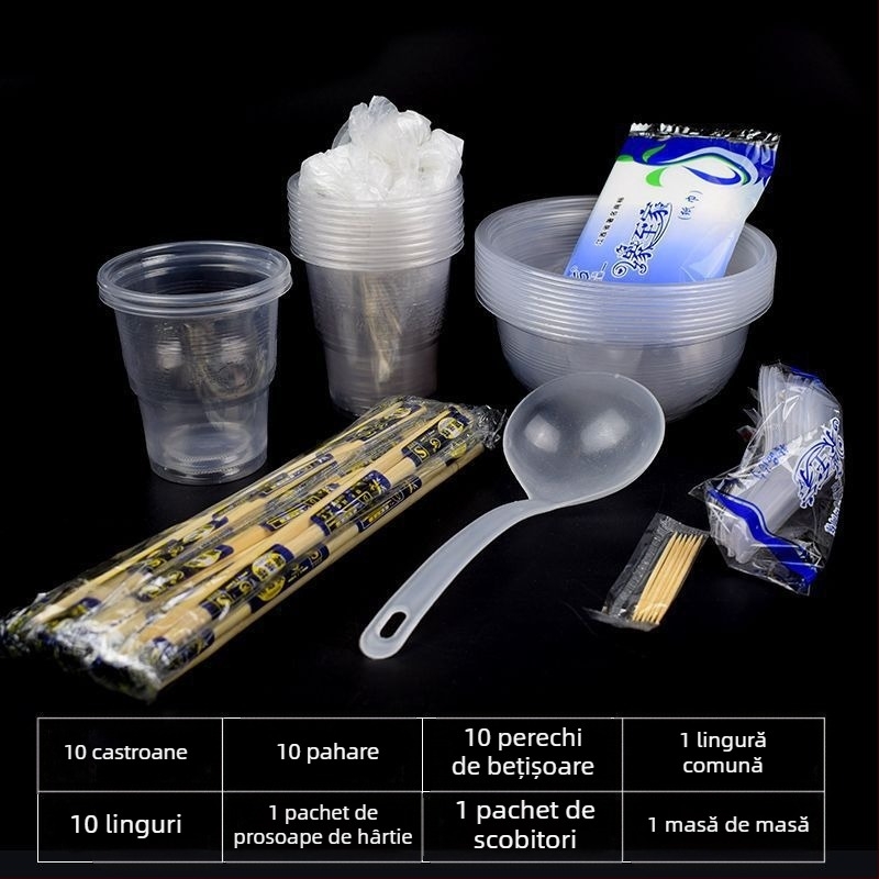 Set de veselă de o singură folosință roșu pentru banchet de nuntă — boluri și pahare pentru 10 persoane; Marcă: Altele; Material: Altele; Imprimare logo; Prelucrare personalizată