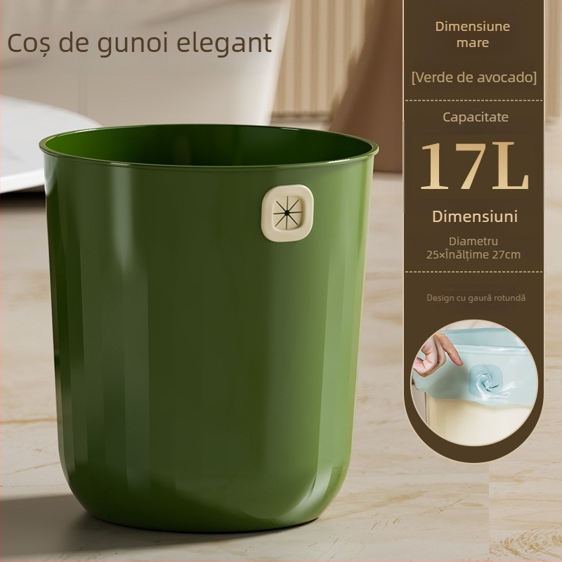 Coș de gunoi pentru casă – fără capac, PP material, capacitate peste 12 L, formă cilindrică