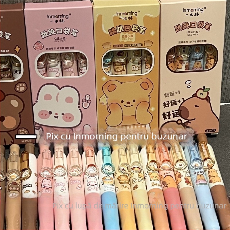 Pix Panda Face Cartoon Gel Pen cu clic; Carcasă din plastic; Vârf din oțel inoxidabil; Neșters (Brand: Inmorning/yimulin; Seria: Cartoon; Carcasă: Plastic; Vârf: Oțel inoxidabil; Ștergere: Nu)